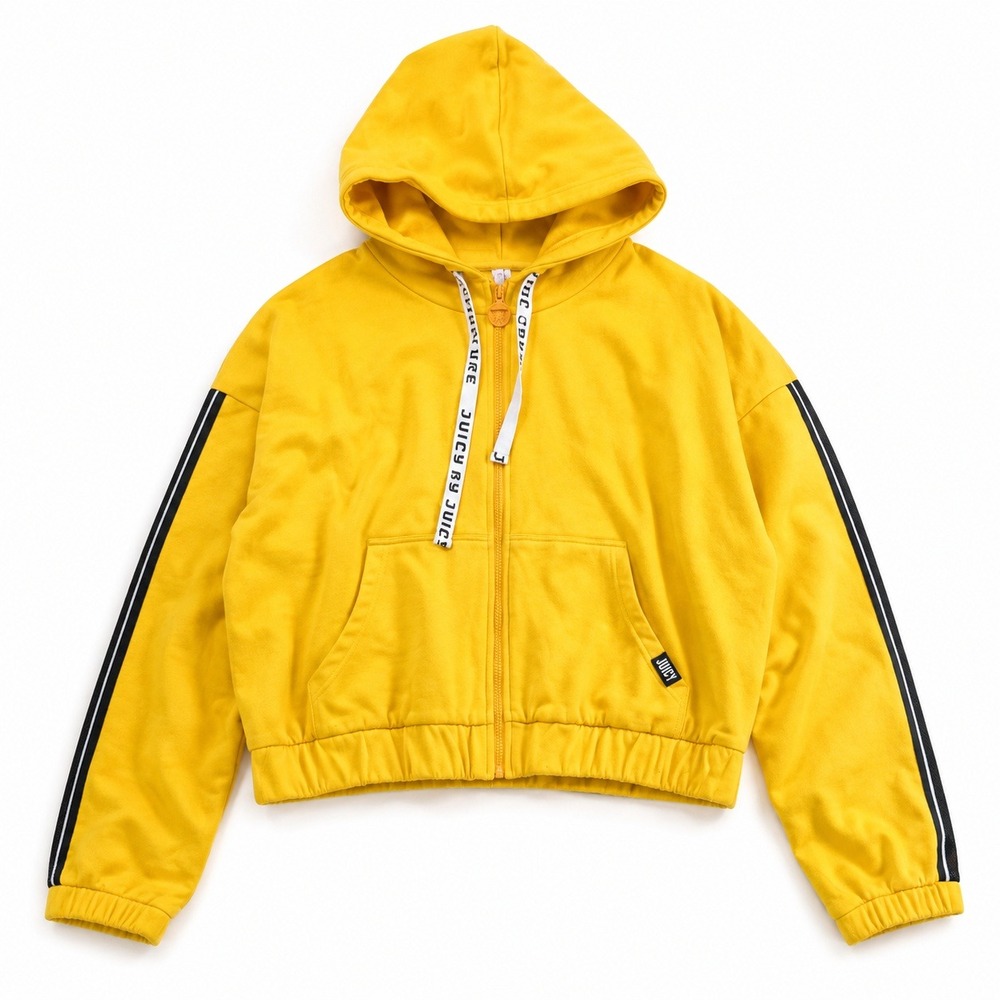 JUICY by Juicy Couture Cropped Hoodie‎ Full Zip Goldenrod Yellow Women's XL